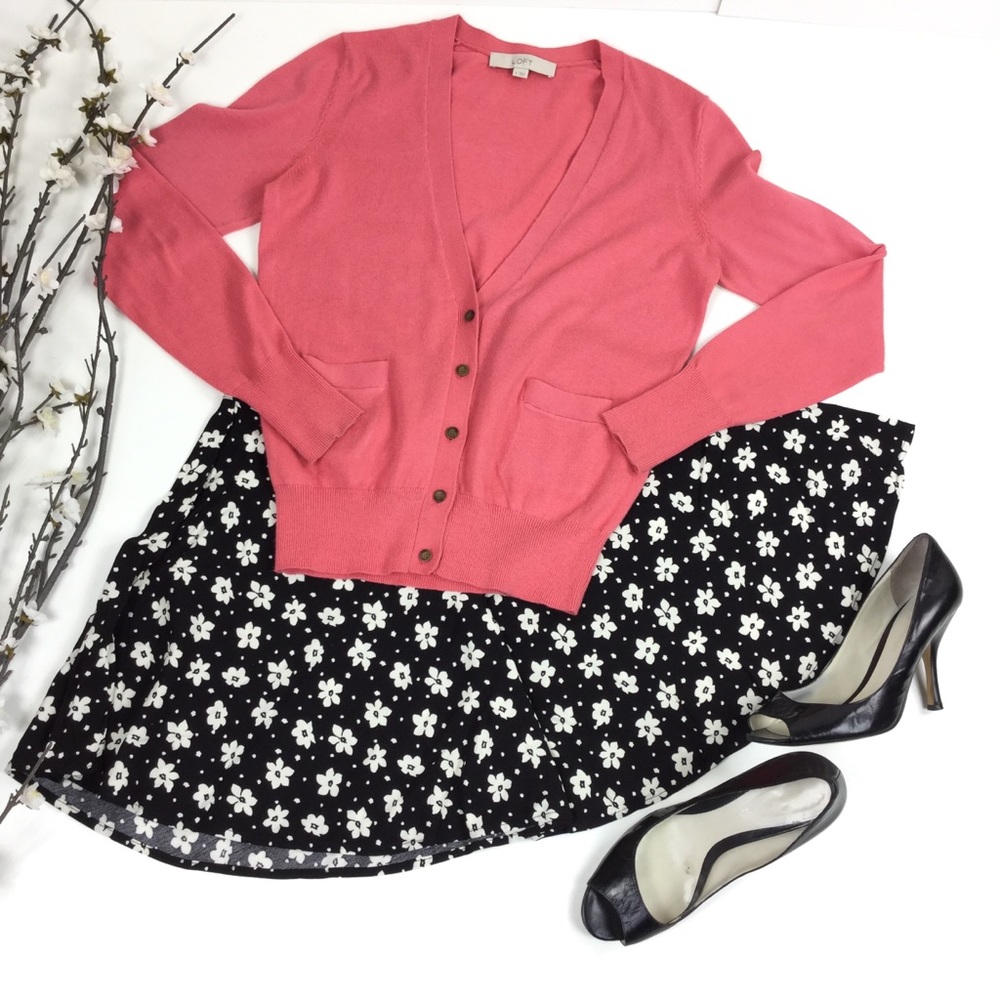Ann Taylor LOFT Salmon Pink Cardigan